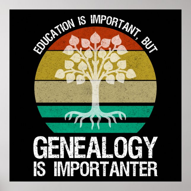 Education Is Important But Genealogy Importanter Poster (Front)