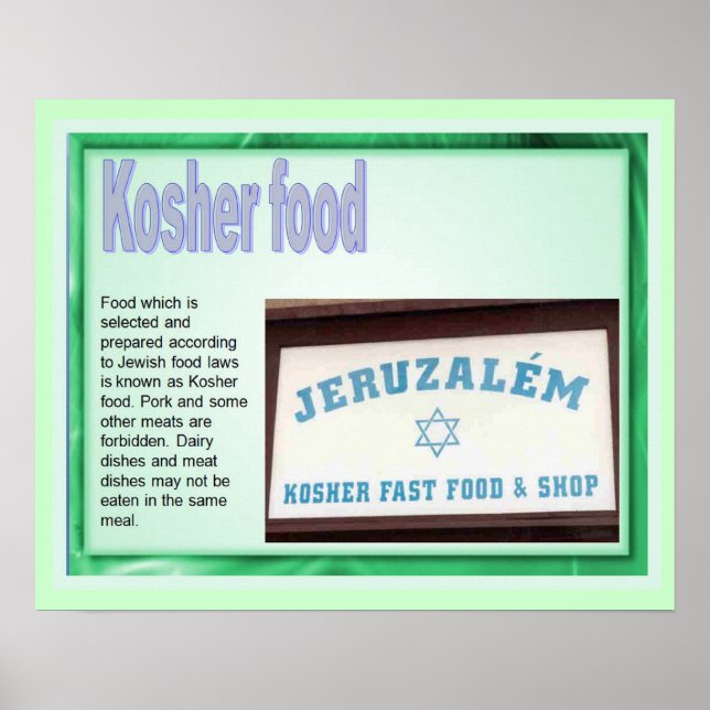 Education,  Judaism, Kosher Food Poster (Front)