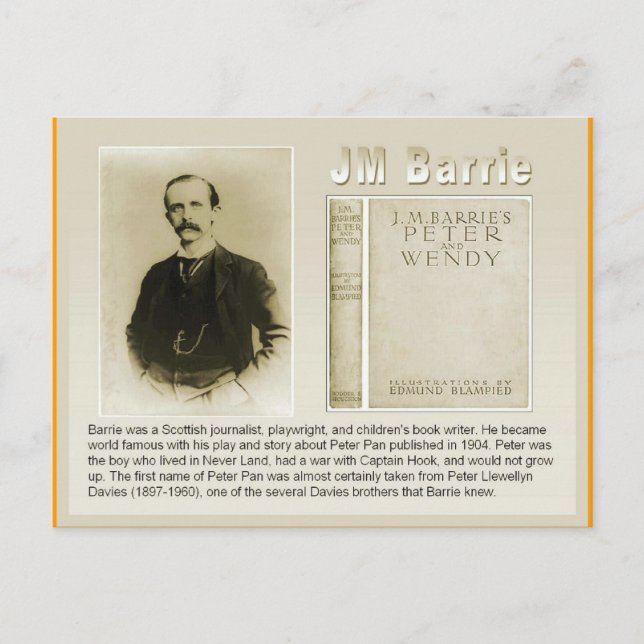 Education, Literature, JM Barrie, Peter Pan Postcard (Front)