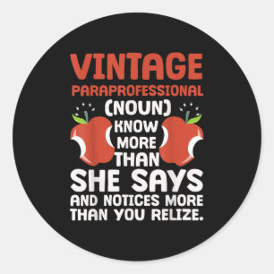 Education Pride Paraprofessional Definition  Classic Round Sticker