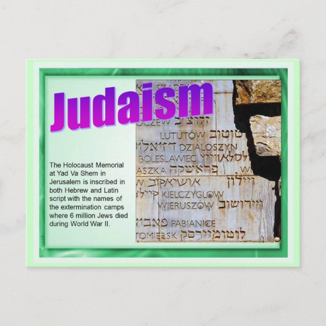 Education,  Religion,  Judaism, Holocaust Memorial Postcard (Front)