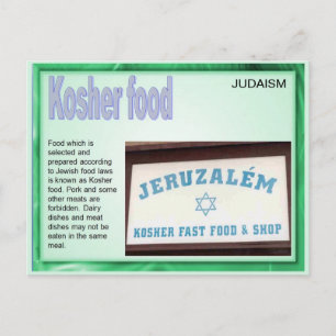 Education, Religion, Judaism, Kosher Food Postcard