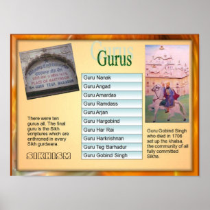 Education, Religion, Sikhism "Ten Gurus" Poster
