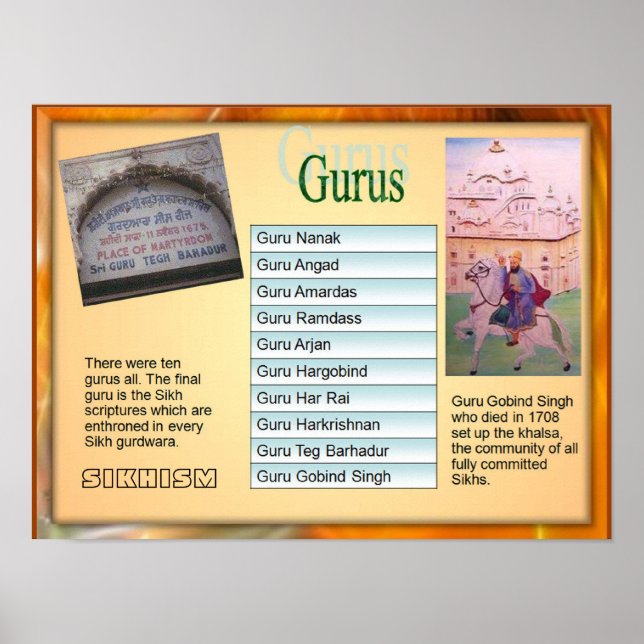 Education, Religion, Sikhism "Ten Gurus" Poster (Front)