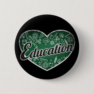 Education Retro Heart Blackboard Love 6 Cm Round Badge