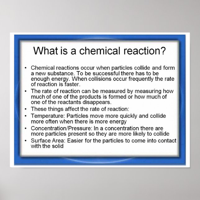 Education, Science, What is a chemical reaction? Poster (Front)