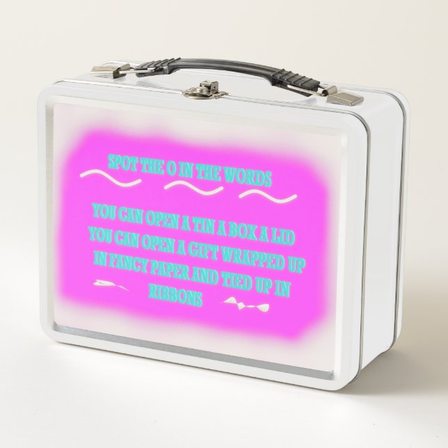 EDUCATION WORDS DESIGN PINK METAL LUNCH BOX (Front)