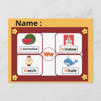 Educational Alphabet Letter W Flashcard for Kids