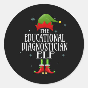 Educational Diagnostician Elf Matching Family Grou Classic Round Sticker