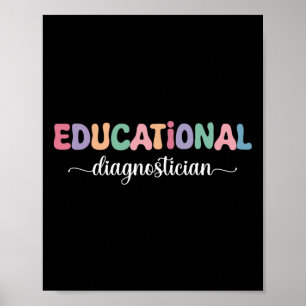 Educational Diagnostician Retro Groovy Hearts Love Poster