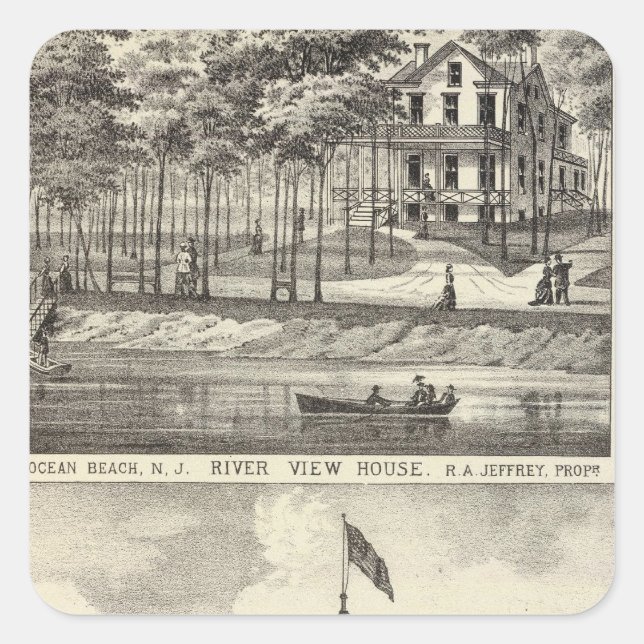 Educational Hall, Asbury Park and River View House Square Sticker (Front)