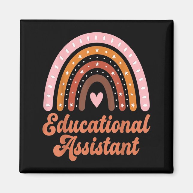 Educational Istant Rainbow Retro Teacher Support Magnet (Front)