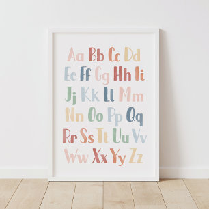Educational Rainbow Watercolor Alphabet Poster