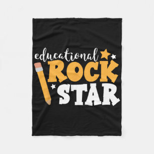 Educational Rock Star Rockstar Teacher Student Sch Fleece Blanket