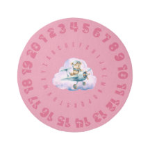 Educational Round Rug with Alphabet Number Border 