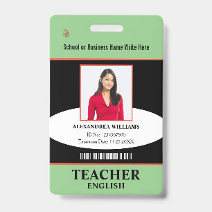 Educational Teacher Employee Photo Name ID  Badge