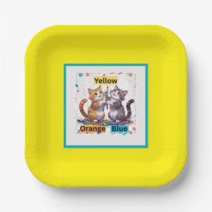 Educative Colourful Funny Cats Party  Paper Plate