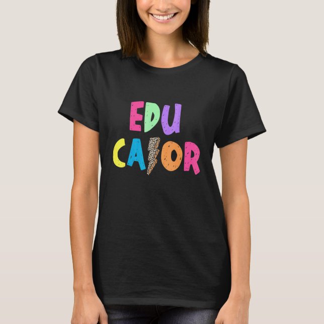 Educator Colourful Lightening Bolt School Staff T-Shirt (Front)