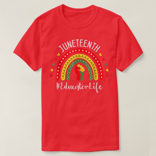 Educator Juneteenth Celebrating Black Freedom 1865 T-Shirt (Design Front)