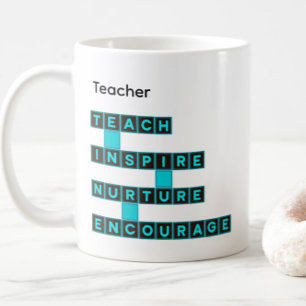 Educator Teacher Word Tile Teal Custom Text Coffee Mug