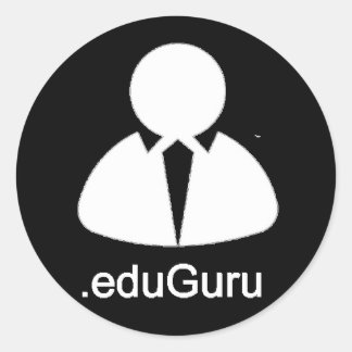 .eduGuru Sticker, Text (Black) Classic Round Sticker