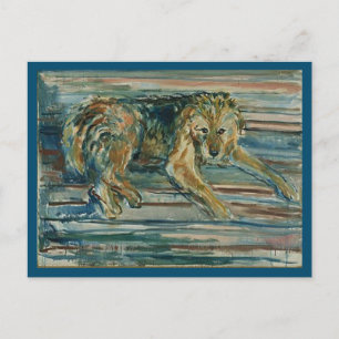 Edvard Munch,Airedale Terrier, Painting Postcard