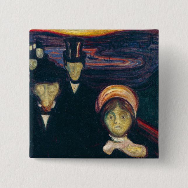 Edvard Munch - Anxiety 15 Cm Square Badge (Front)