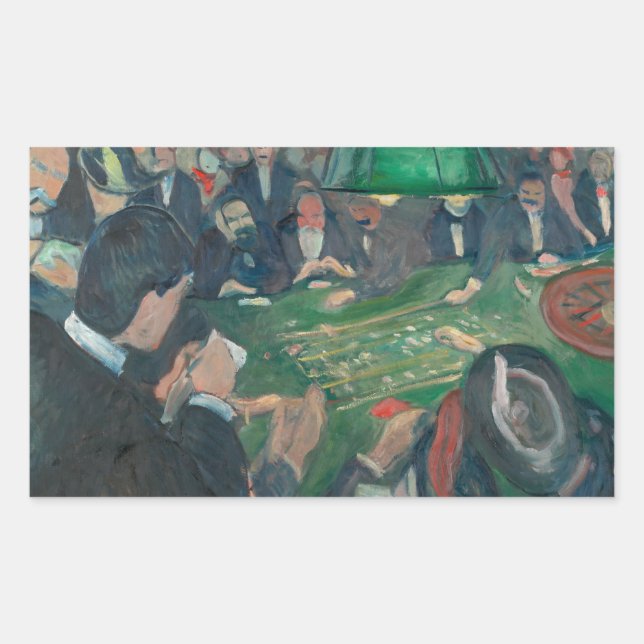 Edvard Munch - At the Roulette Table Rectangular Sticker (Front)
