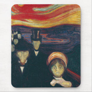 Edvard Munch Classic Painting, Anxiety (1894) Mouse Pad