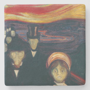 Edvard Munch Classic Painting, Anxiety (1894) Stone Coaster
