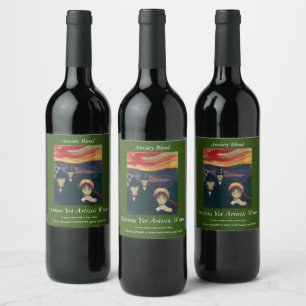 Edvard Munch Classic Painting, Anxiety (1894) Wine Label