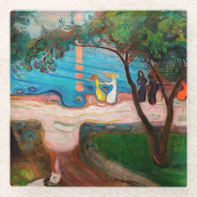 Edvard Munch - Dance on the Beach Glass Coaster (Front)