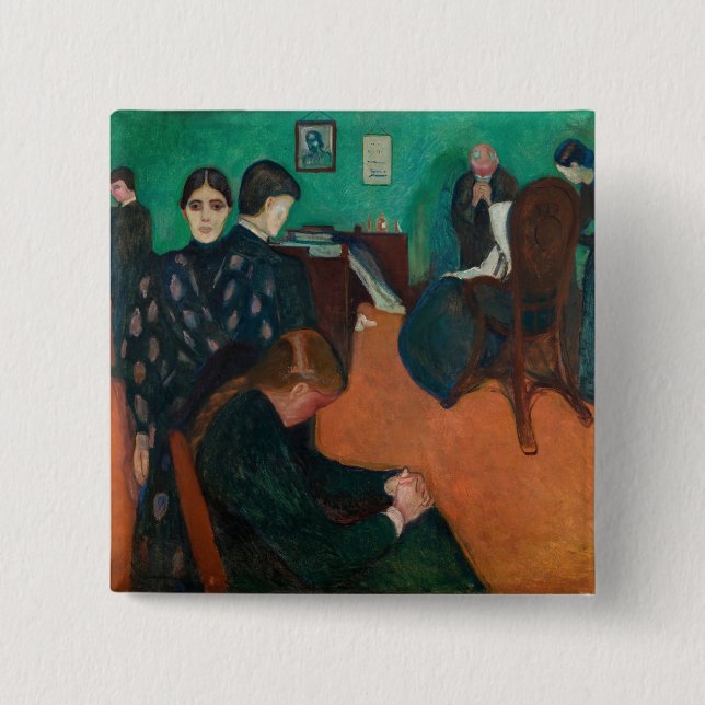 Edvard Munch - Death in the Sickroom v1 15 Cm Square Badge (Front)