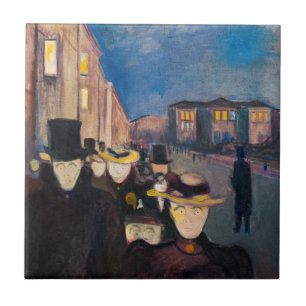 Edvard Munch - Evening on Karl Johan Street Ceramic Tile