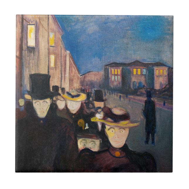 Edvard Munch - Evening on Karl Johan Street Ceramic Tile (Front)