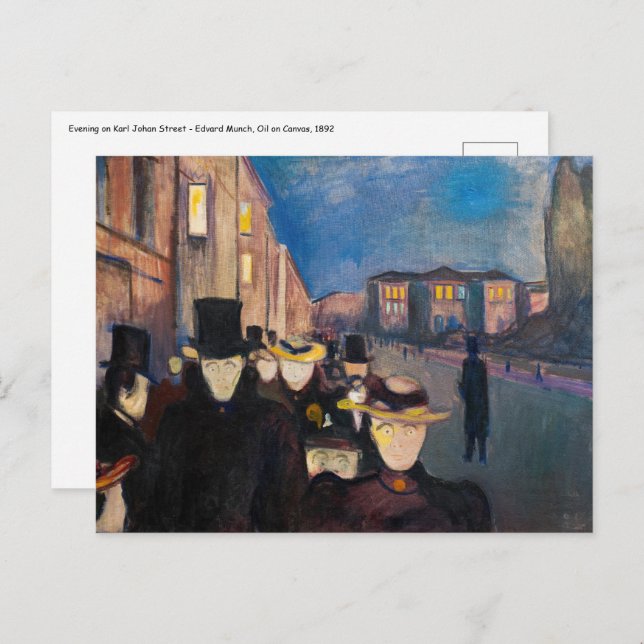 Edvard Munch - Evening on Karl Johan Street Postcard (Front/Back)