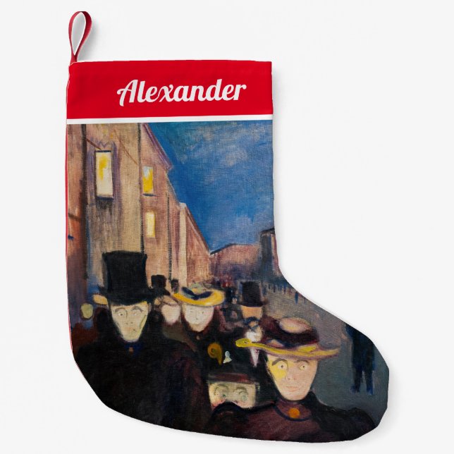Edvard Munch - Evening on Karl Johan Street Small Christmas Stocking (Front)