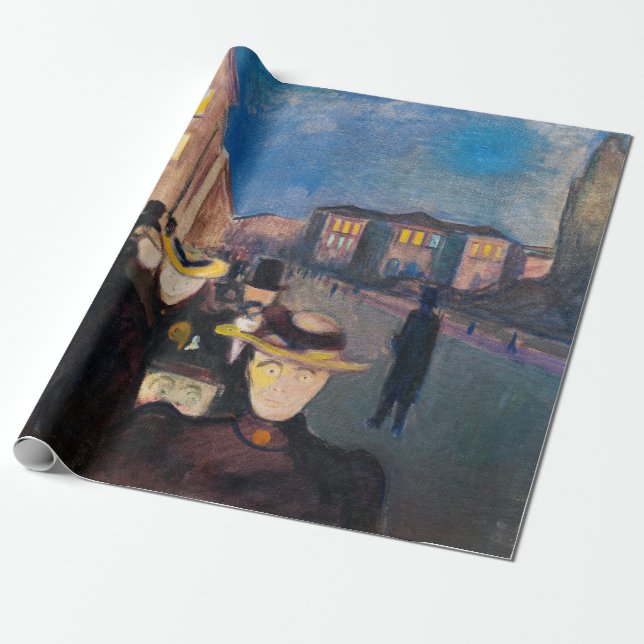 Edvard Munch - Evening on Karl Johan Street Wrapping Paper (Unrolled)