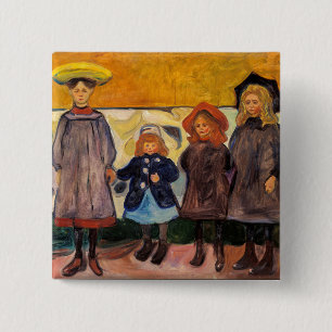 Edvard Munch - Four Girls in Asgardstrand 15 Cm Square Badge
