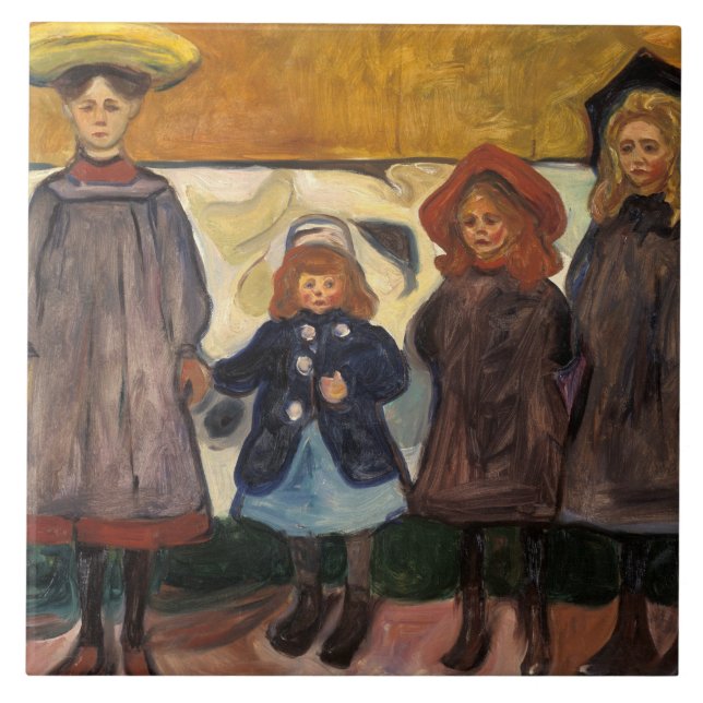 Edvard Munch - Four Girls in Asgardstrand Ceramic Tile (Front)