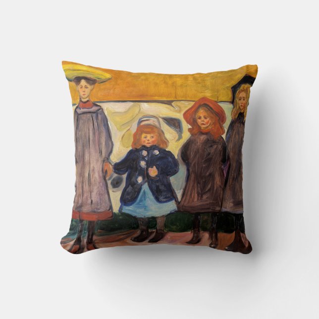 Edvard Munch - Four Girls in Asgardstrand Cushion (Front)