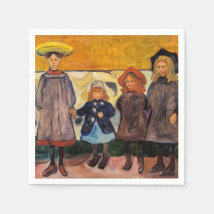 Edvard Munch - Four Girls in Asgardstrand Napkin