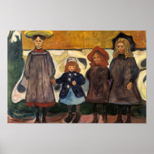 Edvard Munch - Four Girls in Asgardstrand Poster