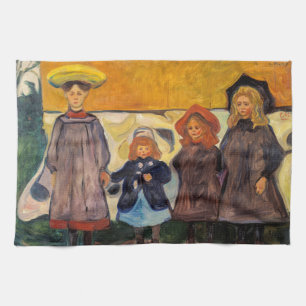 Edvard Munch - Four Girls in Asgardstrand Tea Towel
