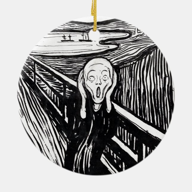 Edvard Munch Illustration The Scream Ceramic Ornament (Back)
