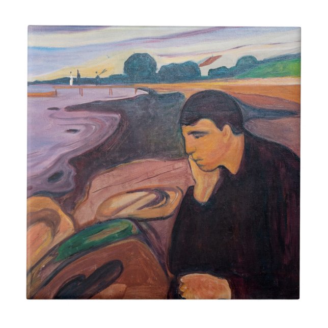 Edvard Munch - Melancholy 1894 Ceramic Tile (Front)