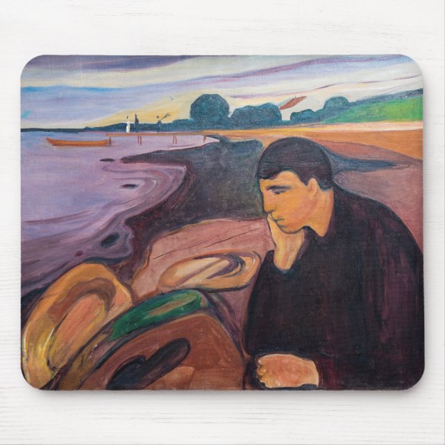 Edvard Munch - Melancholy 1894 Mouse Pad (Front)