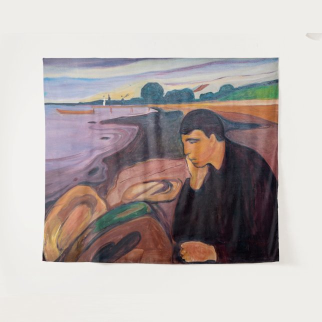 Edvard Munch - Melancholy 1894 Tapestry (Front (Horizontal))