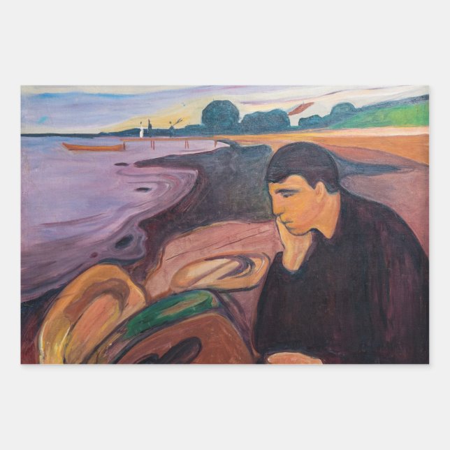 Edvard Munch - Melancholy 1894 Wrapping Paper Sheet (Front)