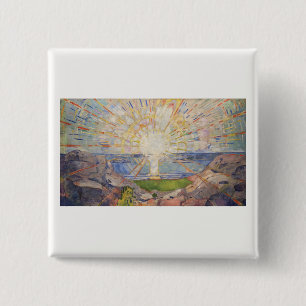 Edvard Munch Mural Painting The Sun (Solen) (1911) 15 Cm Square Badge